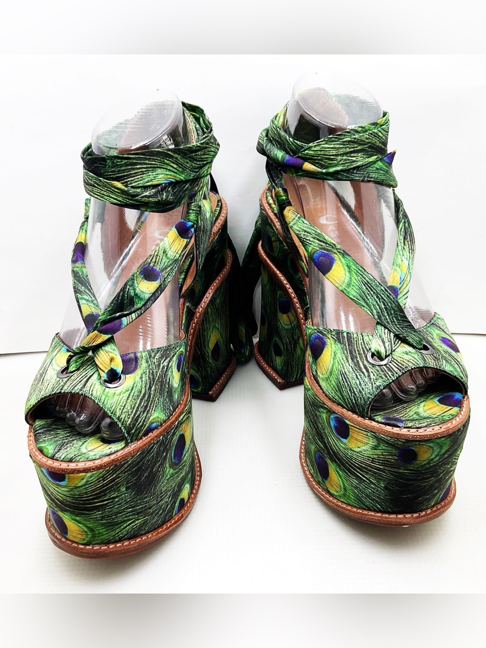 {Jeffrey Campbell} Landers Peacock Strappy Platform Heels - Picture 13 of 16